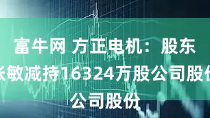 富牛网 方正电机：股东张敏减持16324万股公司股份