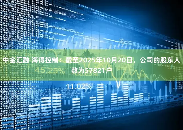 中金汇融 海得控制：截至2025年10月20日，公司的股东人数为57821户